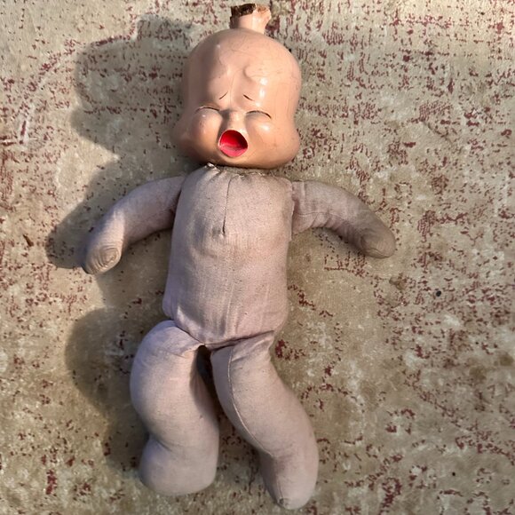 3-Faced Very Old Baby Doll - Composition Head & Stuffed Body - Picture 2 of 10